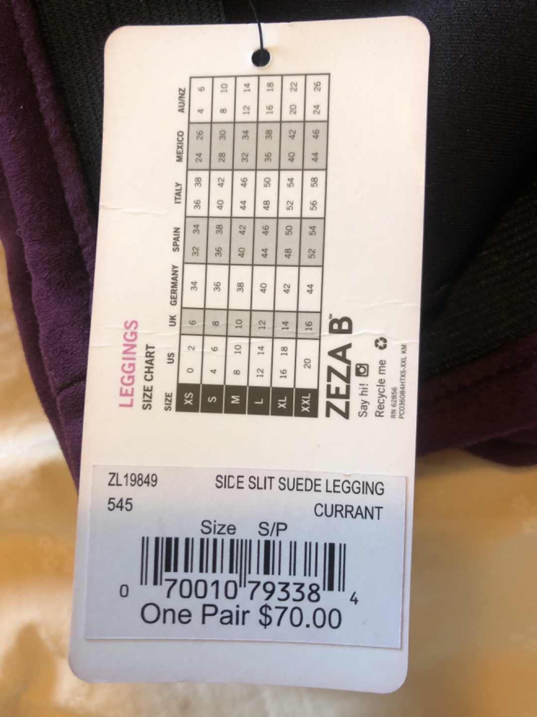 New with tags zeza B suede legging image indicator(2)