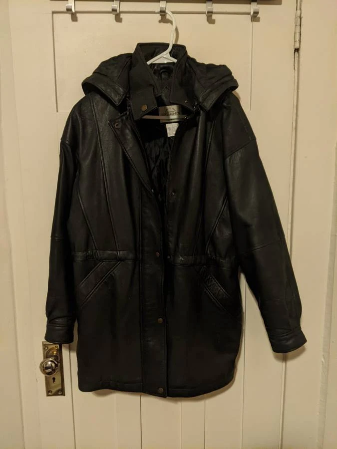 Vintage Black Leather Coat