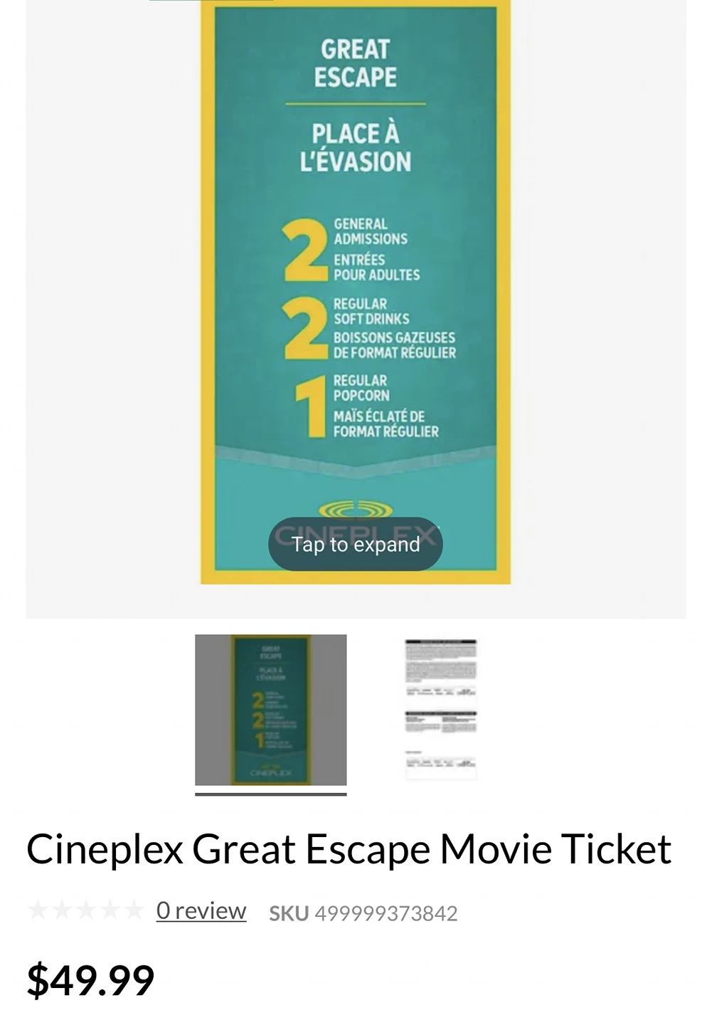 Cineplex movie voucher
