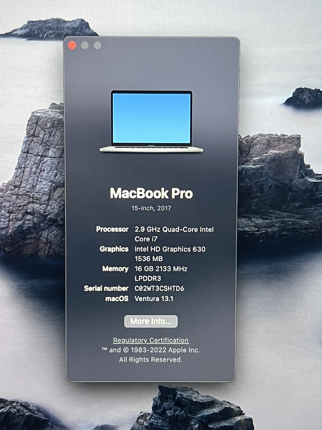 Clean 2017 Macbook pro 15 inch with touchbar