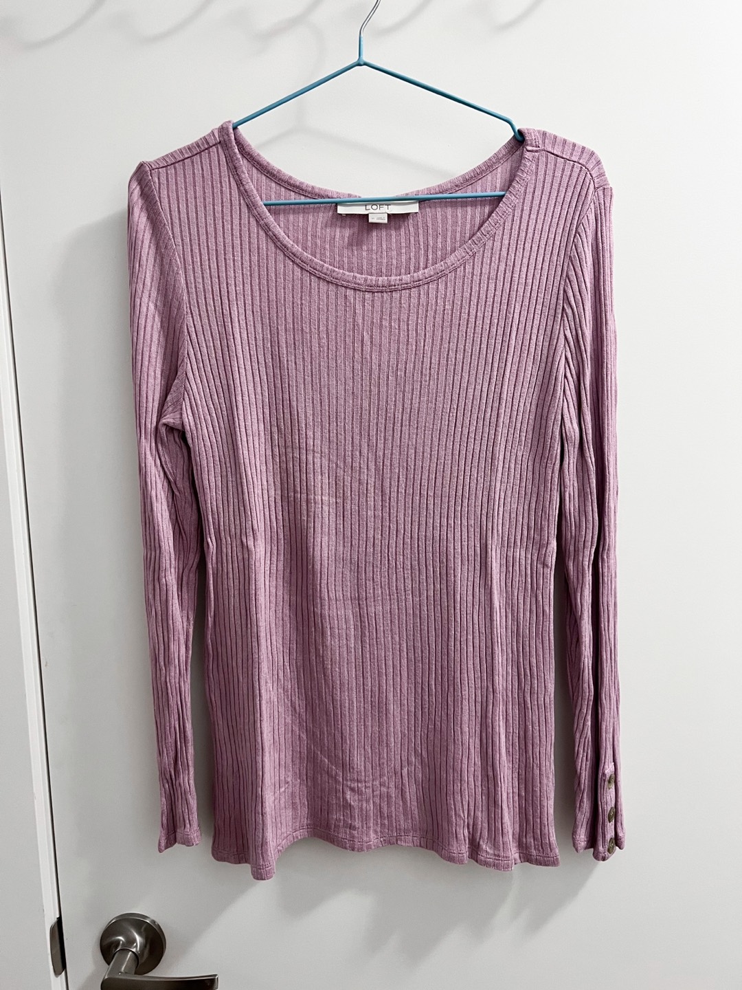 LOFT Purple Ribbed Top thumbnail