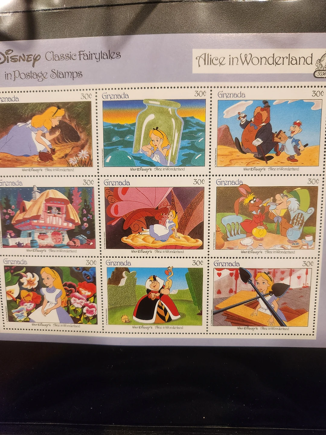 1987 stamp sheet-Alice in Wonderland