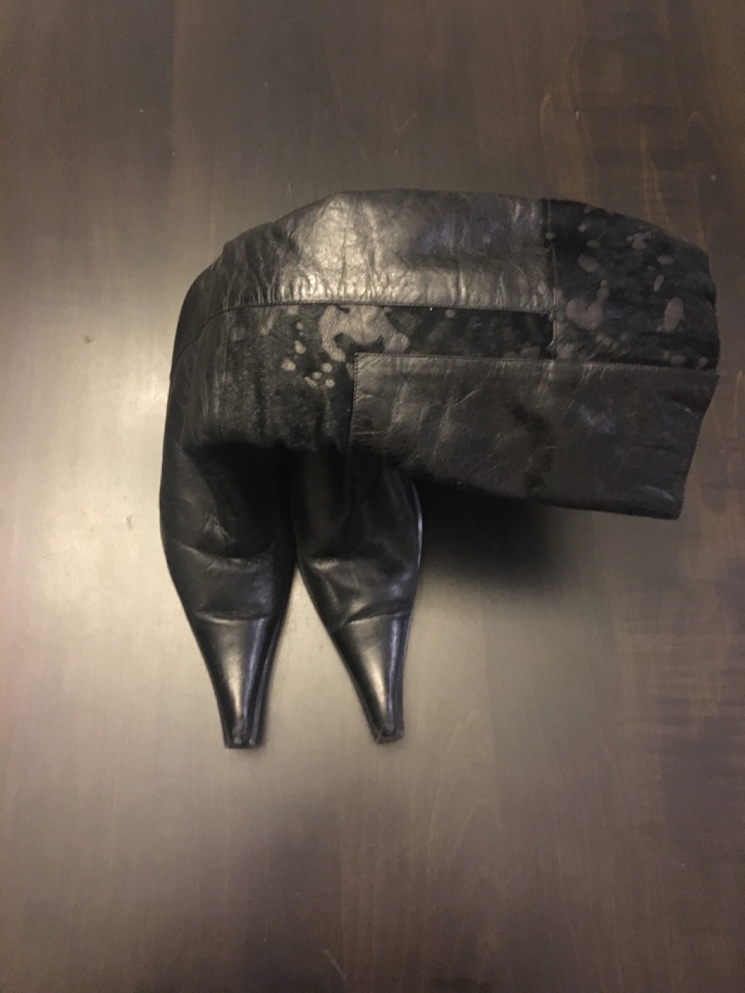Fur lined black leather boots high heel - photo 3