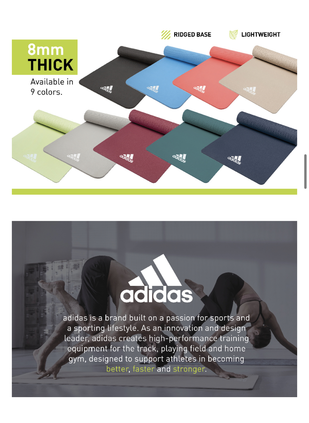 adidas Yoga Mat Thick 8mm EVA Foam Non Slip - photo 3