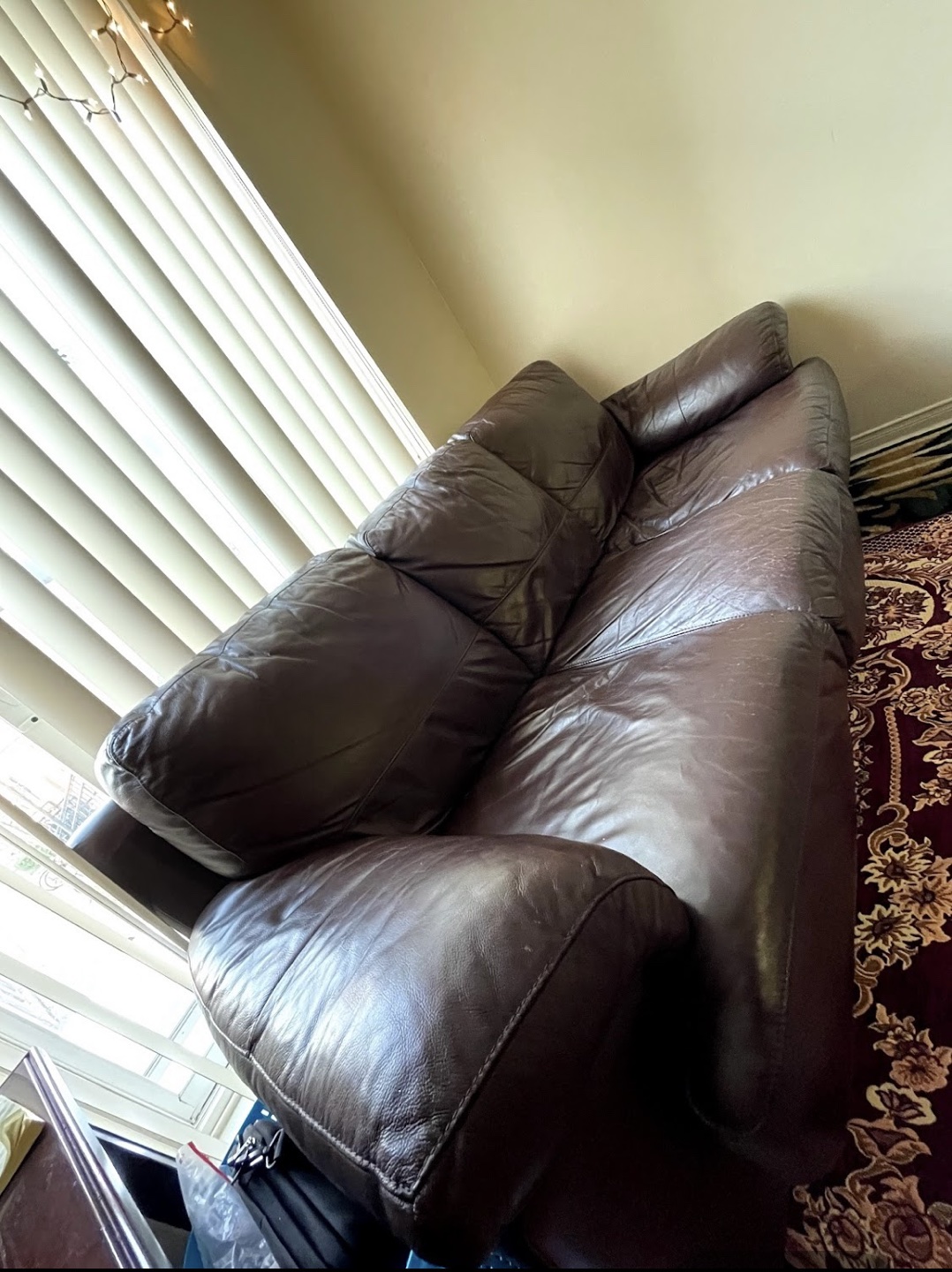 Genuine Brown Leather Couch