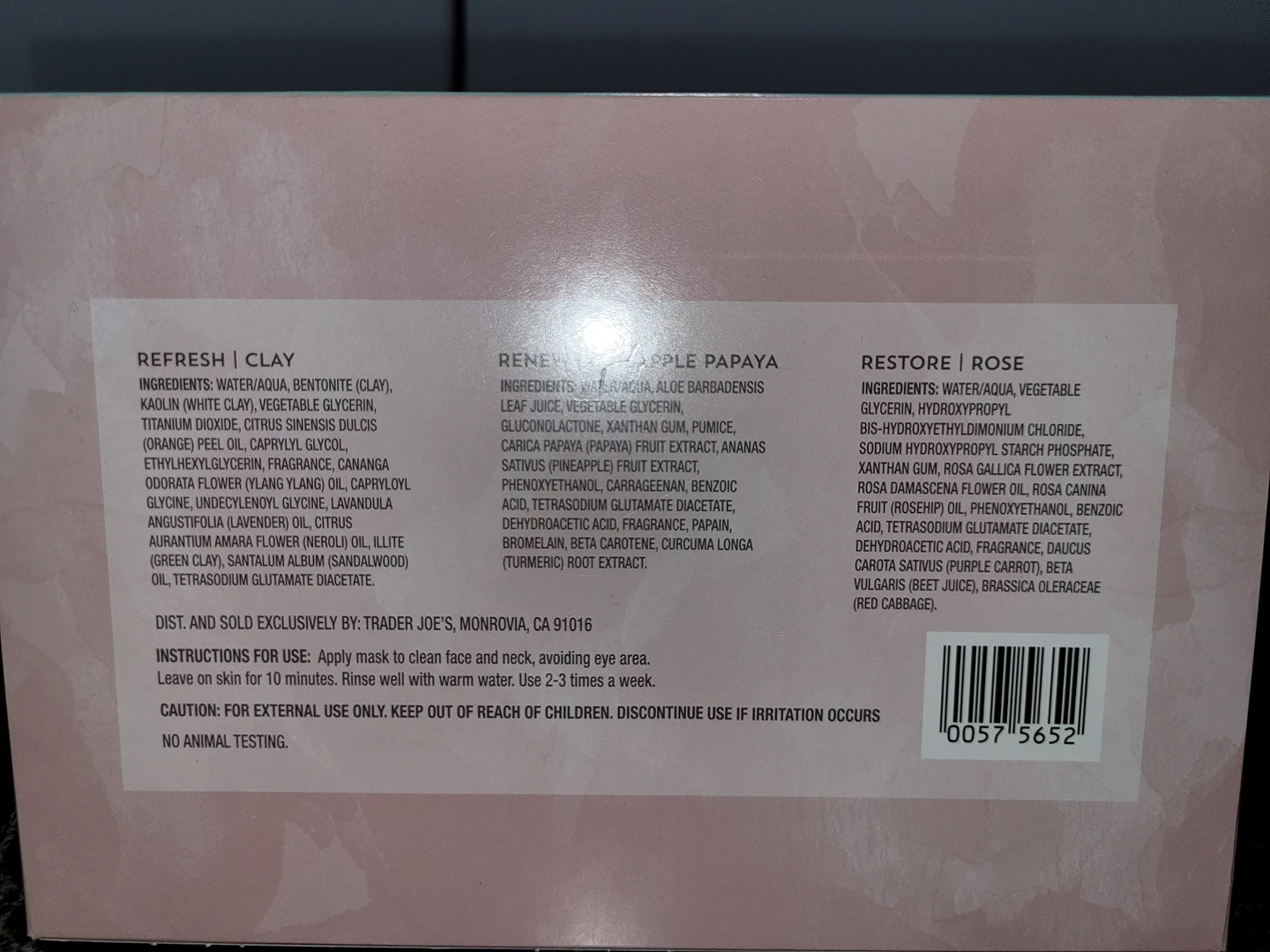Trader Joe's Face Mask Trio - Refresh, Renew, Restore - photo 2