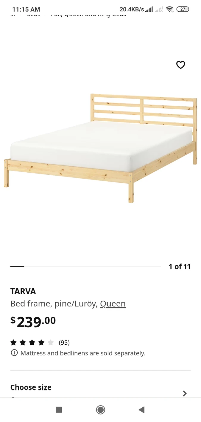 Tarva queen bed frame thumbnail
