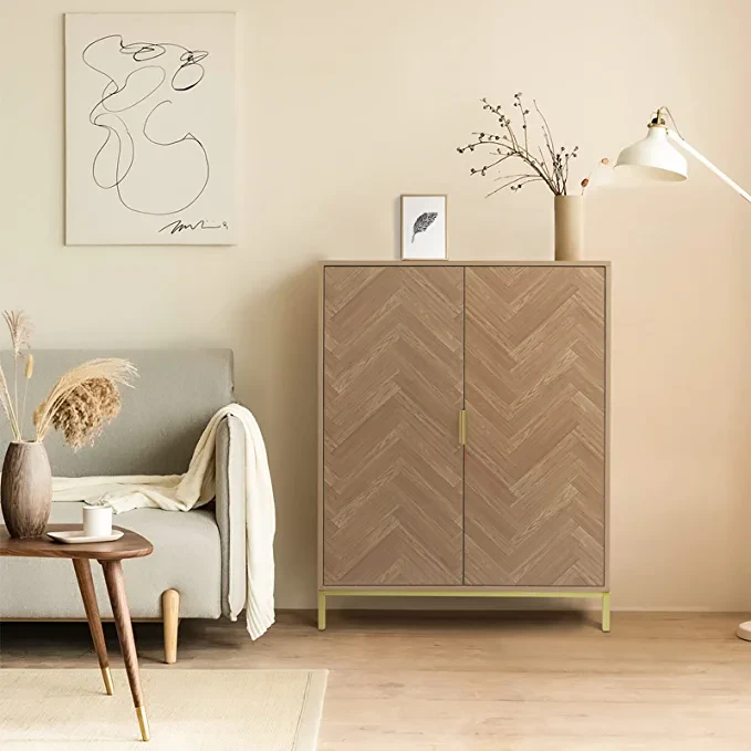 Anmytek 2 Door Wood Accent Storage Cabinet, 43" H Natural