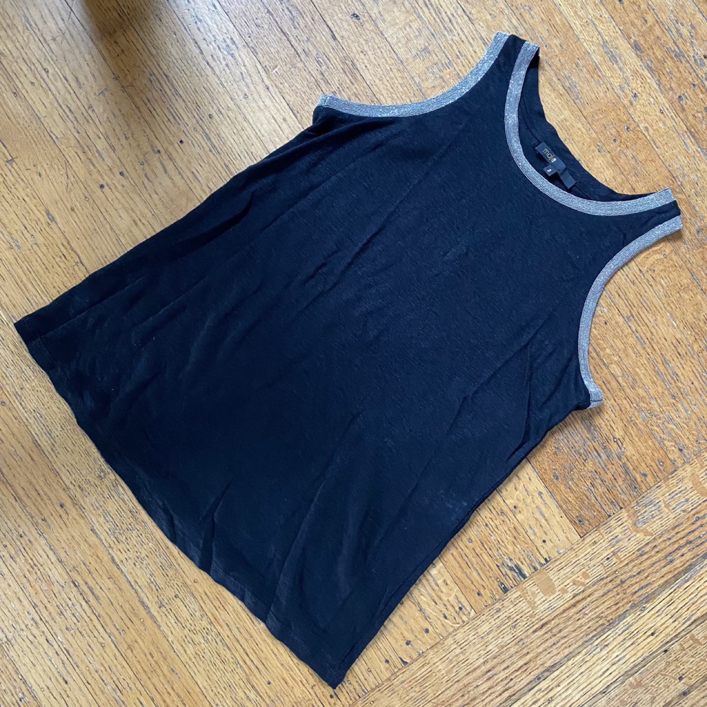 MAJE METALLIC EMBELLISHED LINEN TANK TOP sz 3