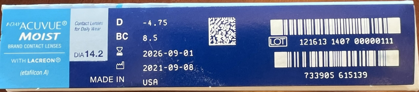 1•Day Acuvue Moist Contact Lenses 90 days box -4.75 image indicator(2)