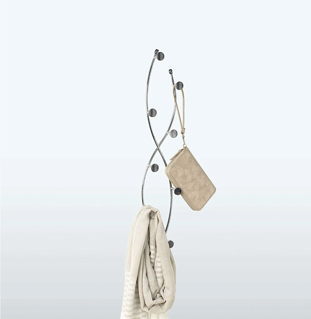 Sweep Wall Hook Rack, 8 Hook Double Rack, Chrome - photo 2