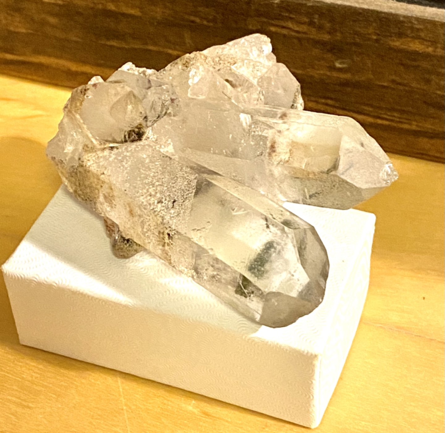 Huge chunk of reutilized crystal points clear quartz thumbnail
