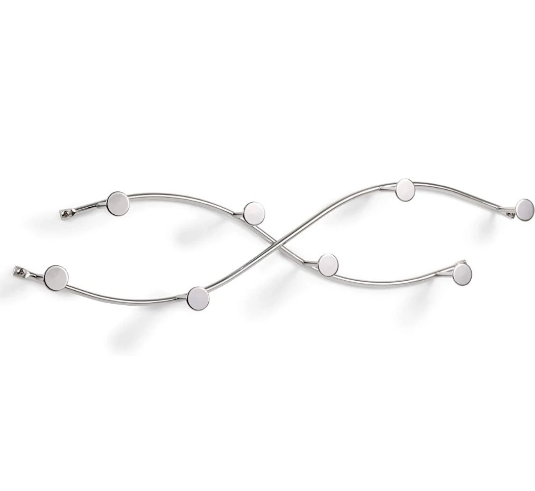 Sweep Wall Hook Rack, 8 Hook Double Rack, Chrome