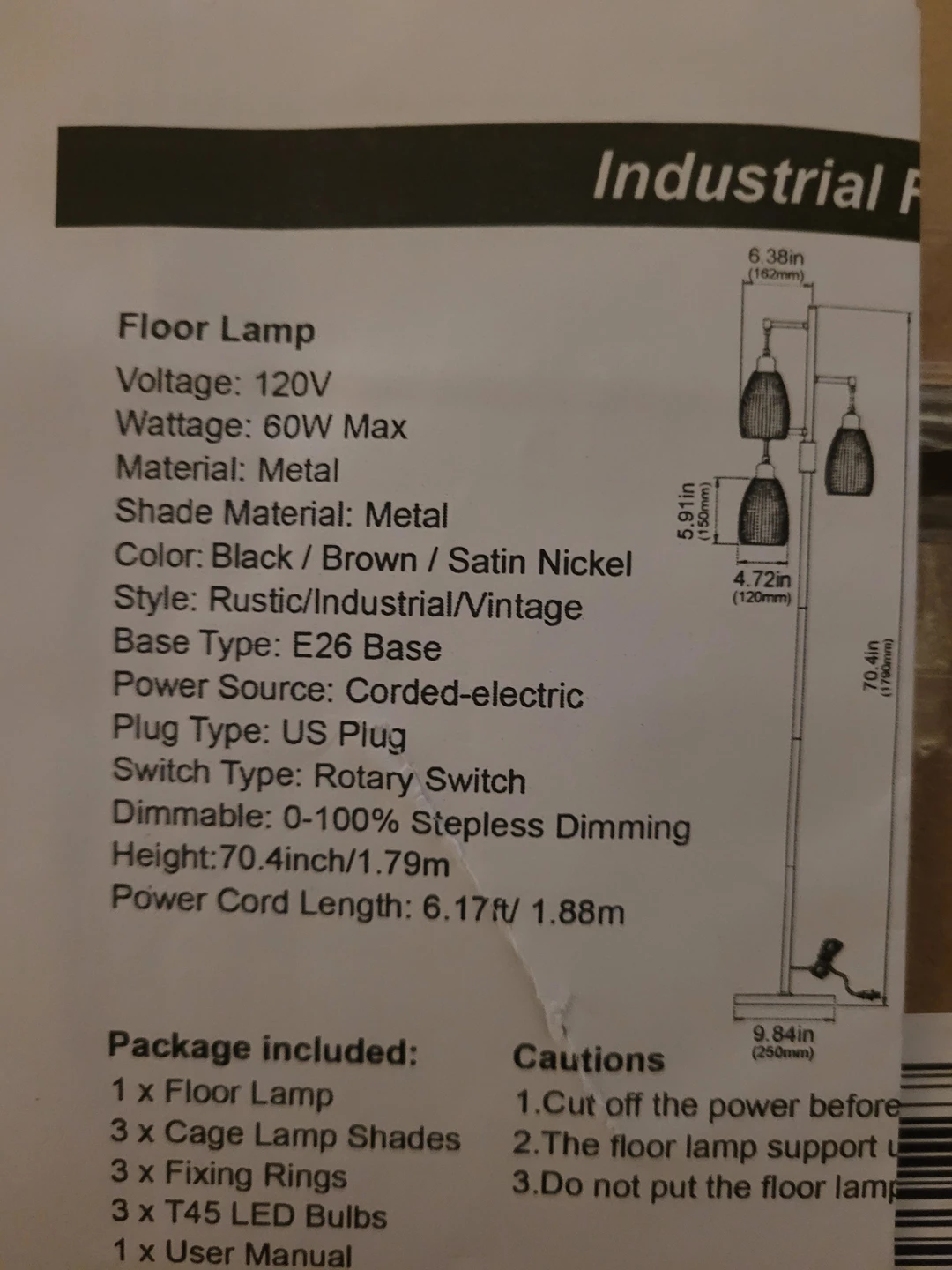 Dimmable floor lamp