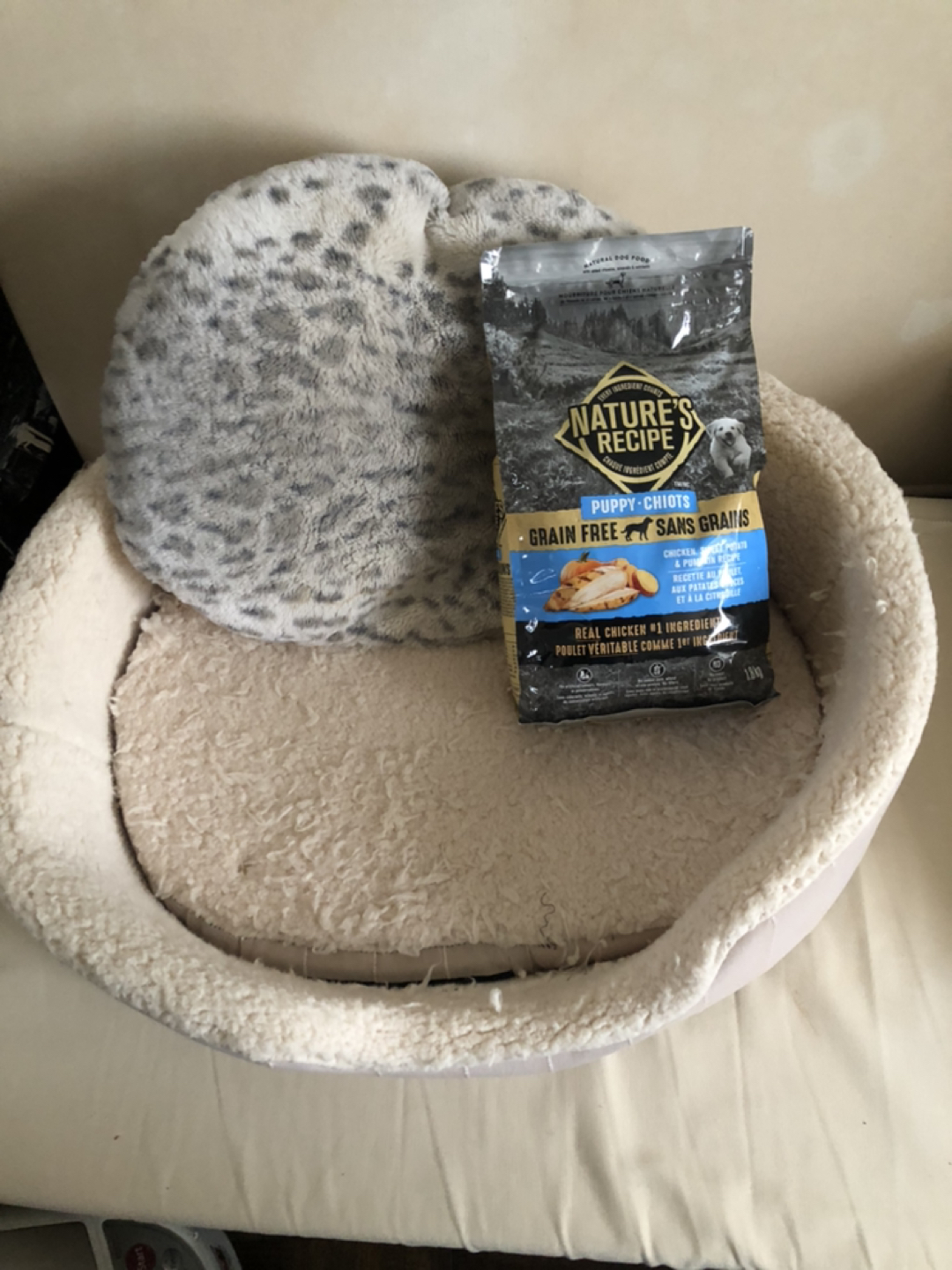 Dog bed and food (18x26 inch )