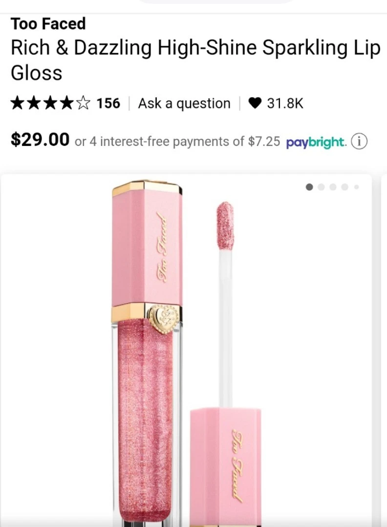 NEW Too Faced Rich & dazzling lipgloss image indicator(3)