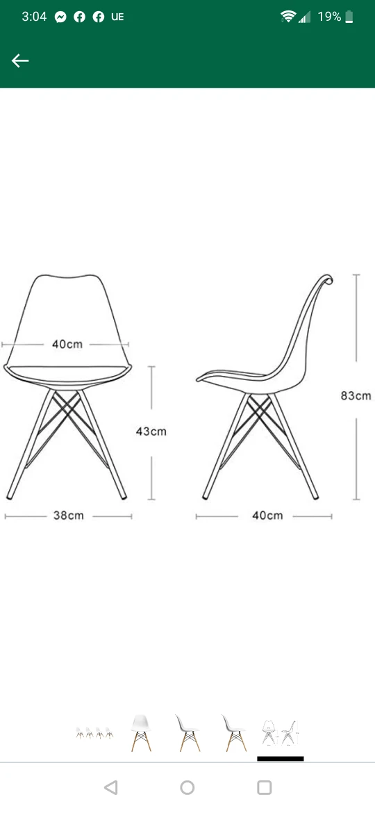 Eiffel Dining Room Chair - Natural Wood Legs Set of 4 (White) - photo 4