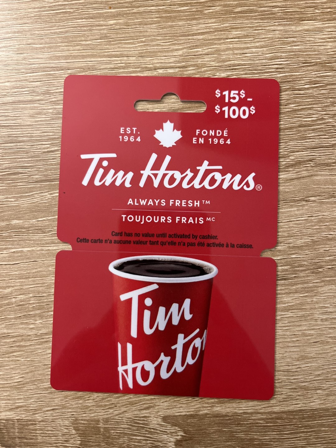 Tim Hortons $50 gift card