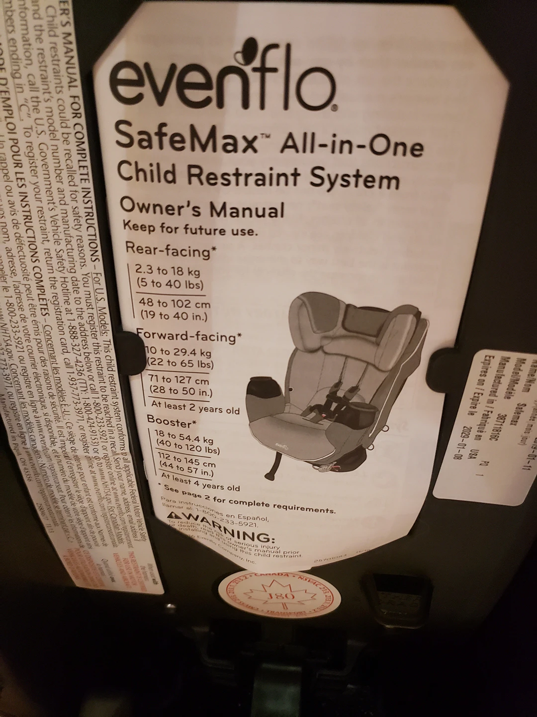 evenflo car seat - photo 5