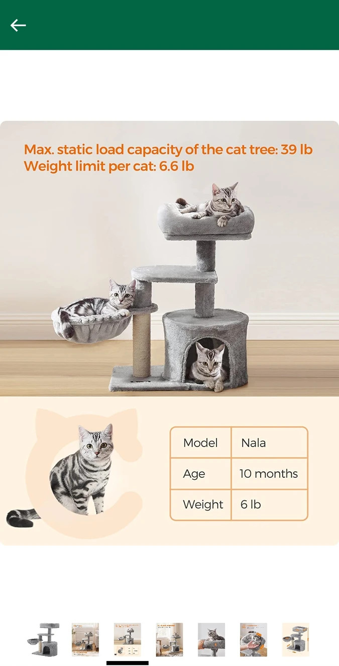 FEANDREA Cat Tree, Small Cat Tower, Cat Condo, - photo 3