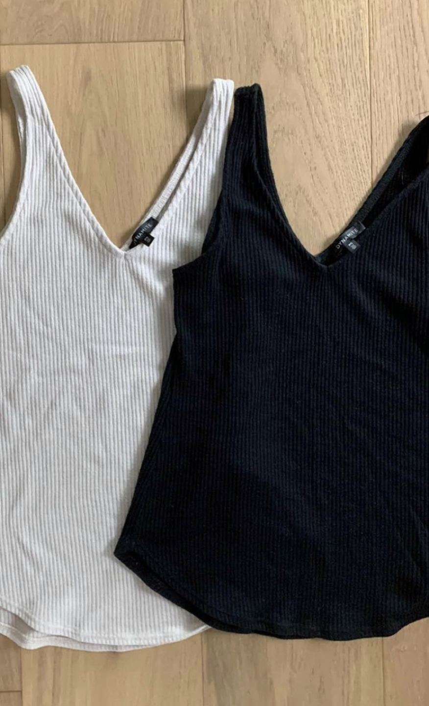 Black and beige ribbed tank tops size S #freecycle thumbnail