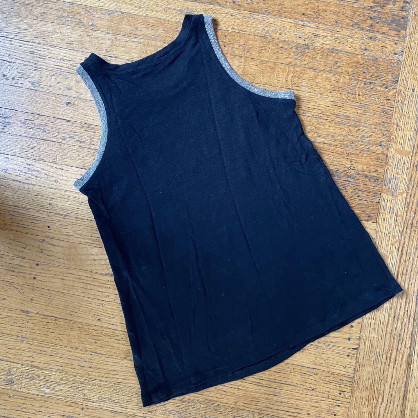 MAJE METALLIC EMBELLISHED LINEN TANK TOP sz 3 - photo 4