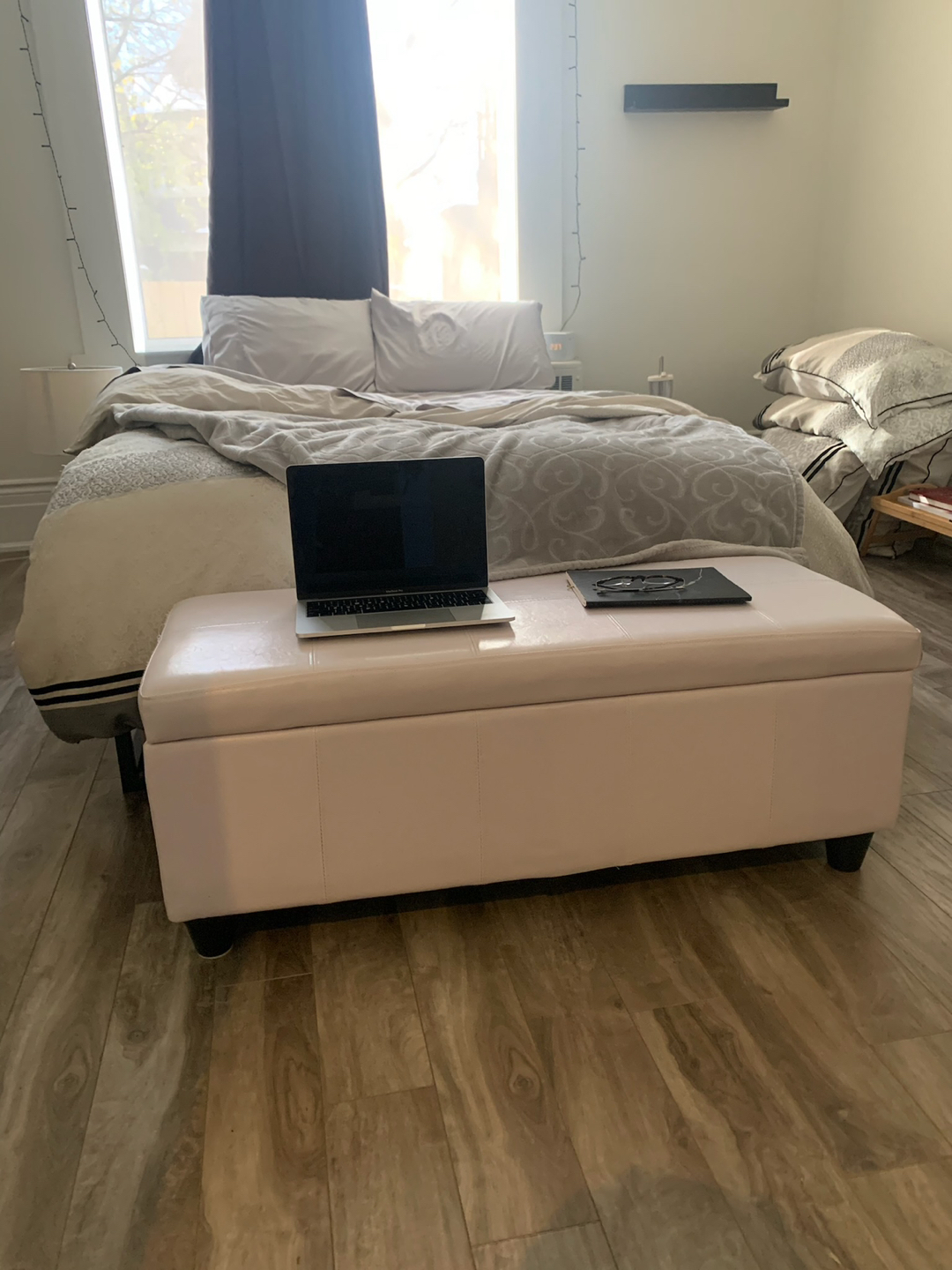White ottoman with storage