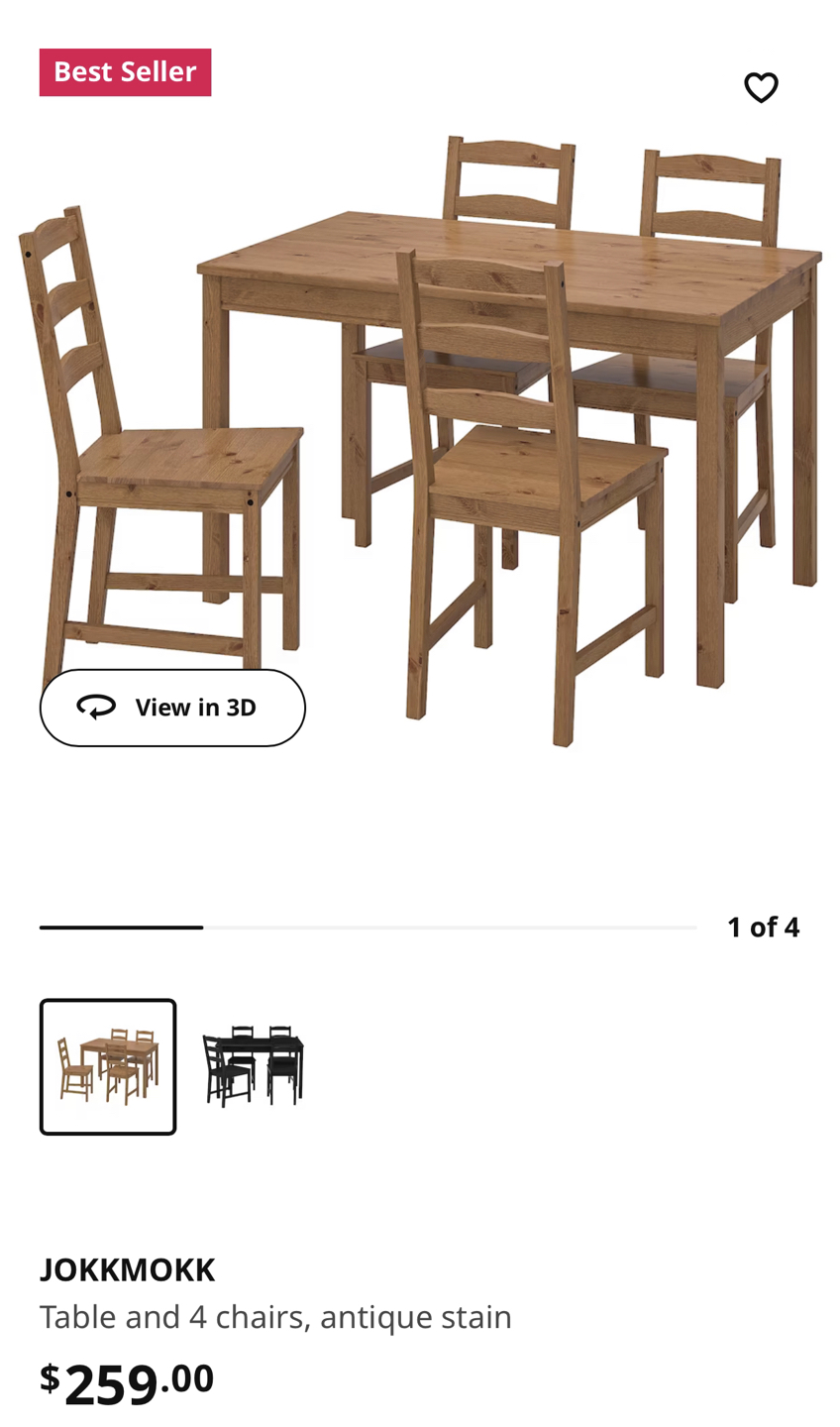 Ikea Jokkmokk Table and 4 chairs for sale - photo 5