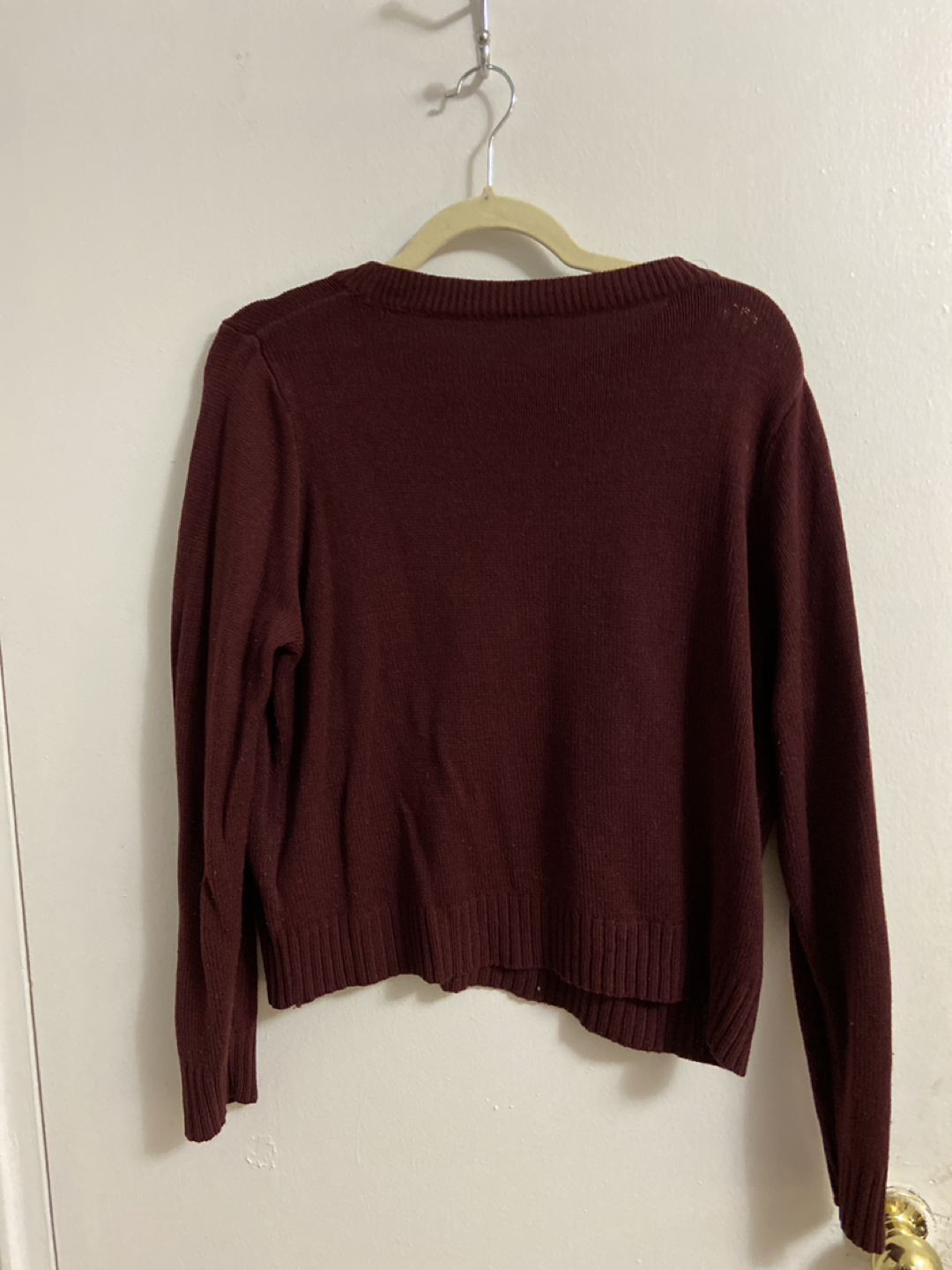 H&M Burgundy Cropped Knit Sweater - Large image indicator(3)