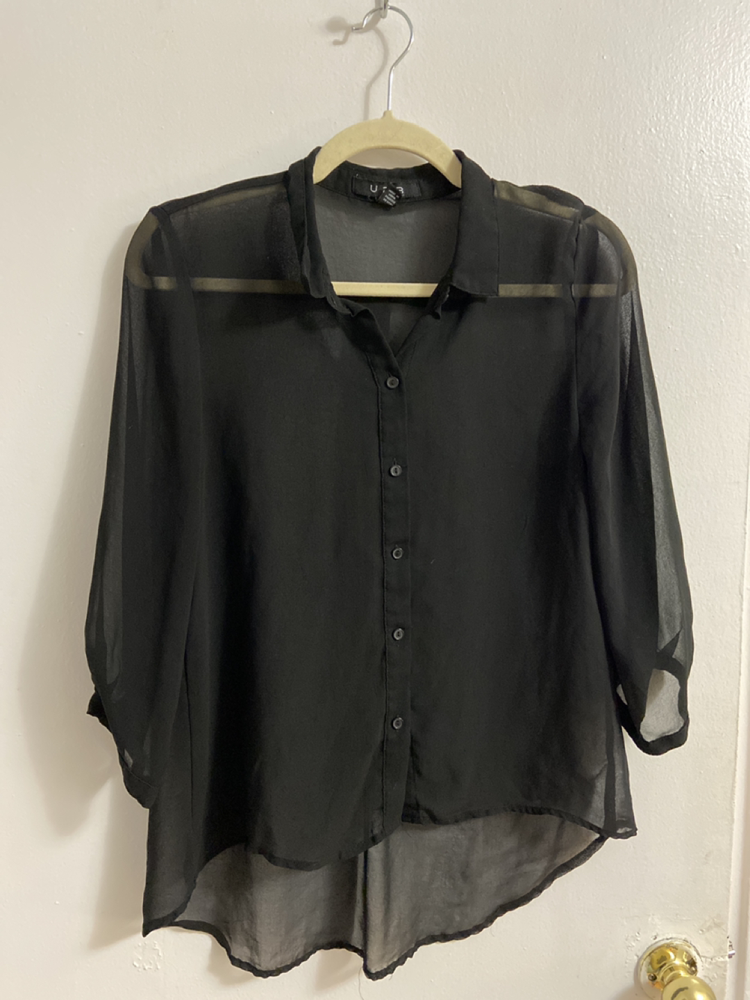 Sheer Black Blouse - size Medium