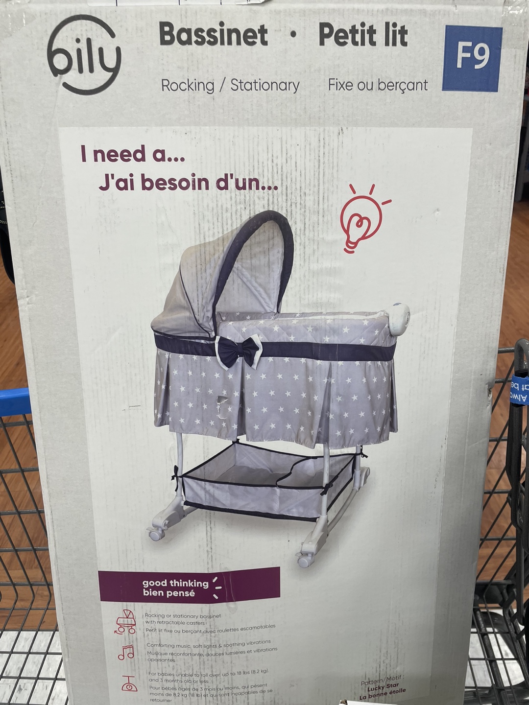 Bily Rocking or Stationary Baby Bassinet - Lucky Star(like new) - photo 2