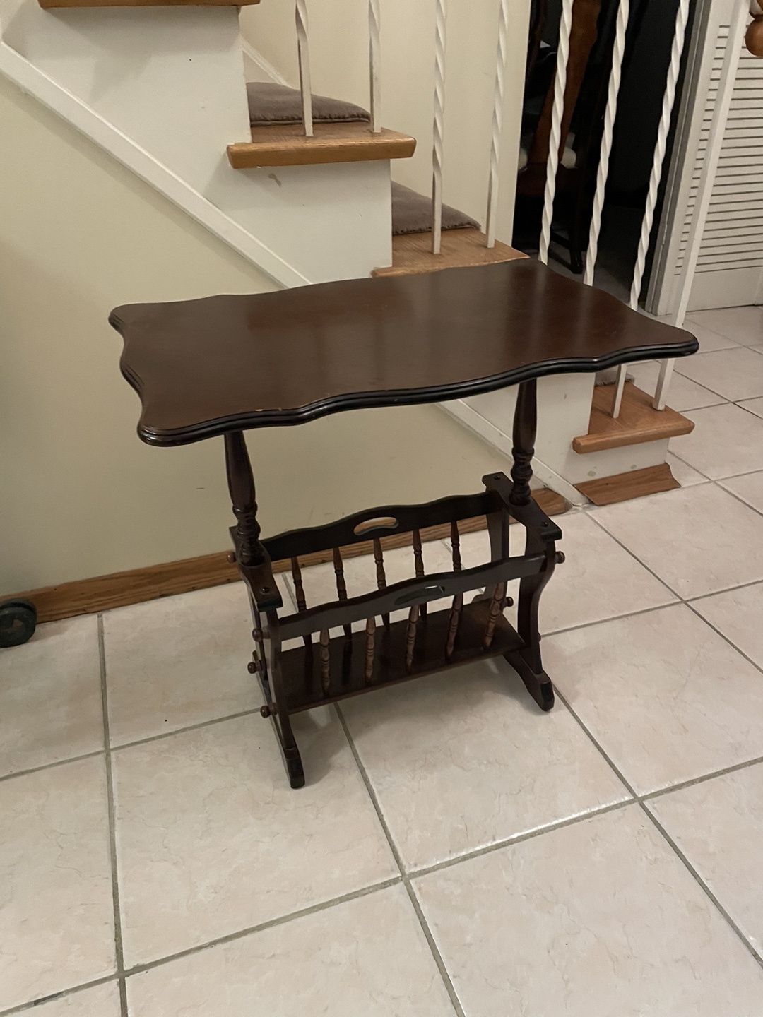 Antique Side Table and Magazine Holder! Solid Wood!
