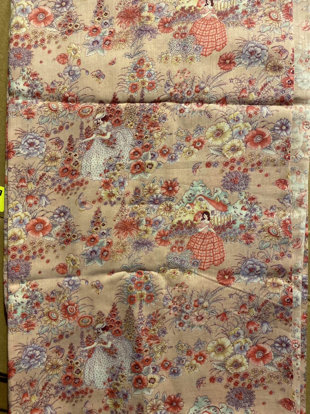 Pink garden pattern fabric thumbnail