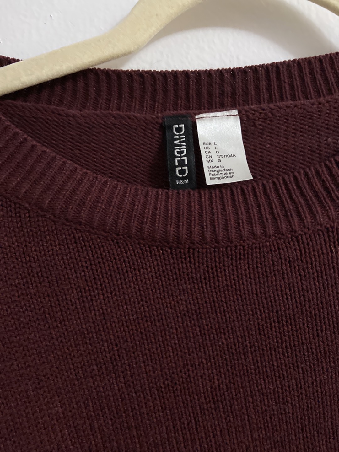 H&M Burgundy Cropped Knit Sweater - Large image indicator(2)