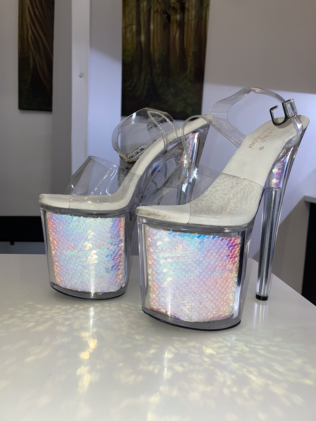 New mermaid holographic pole heels