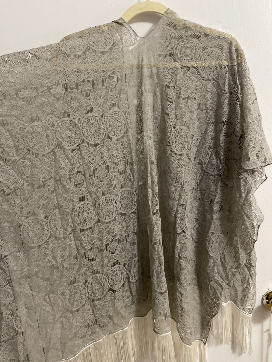 Fringe Lace Shawl/Overthrow - One Size Fits All image indicator(3)