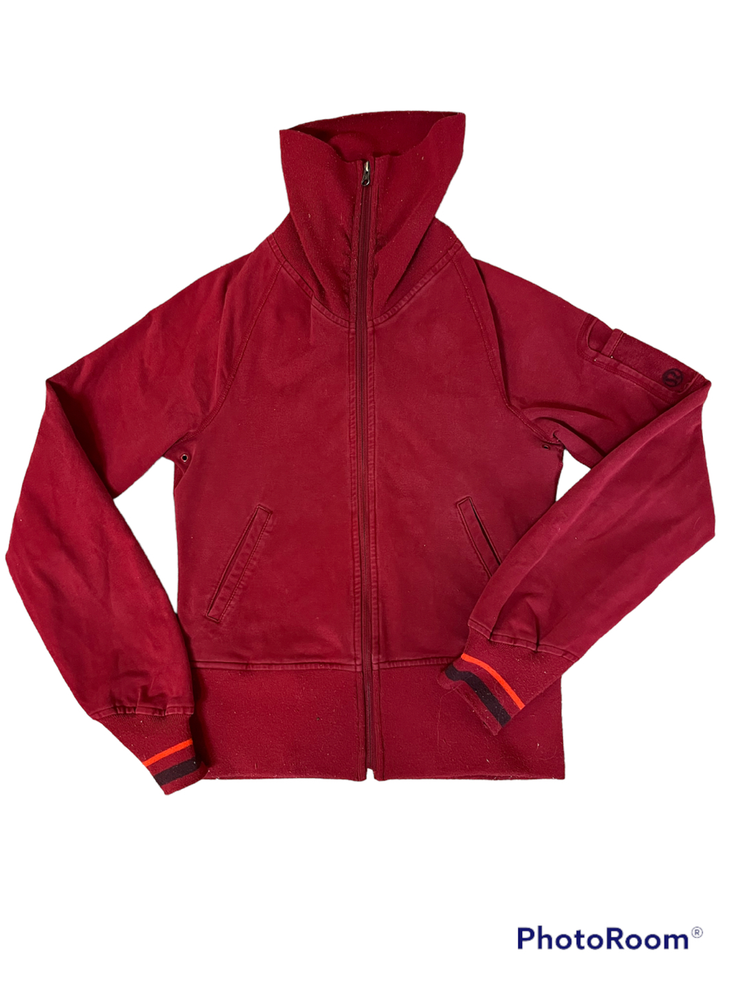 Small High Neck Zip Sweatshirt jacket Dark red thumbnail