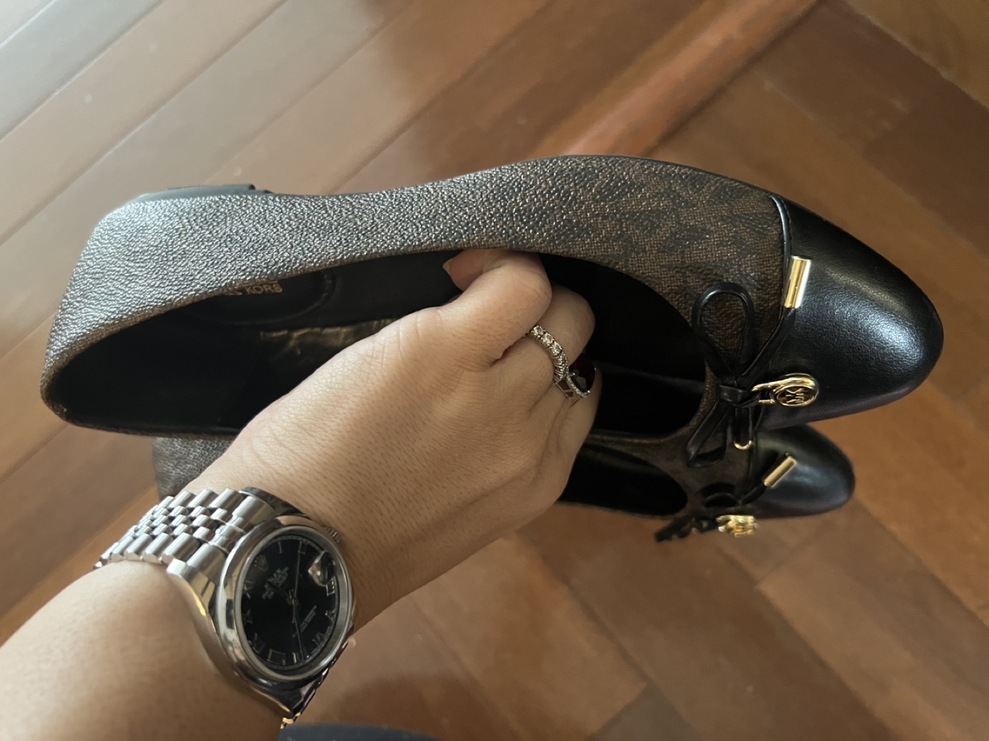 Michael Kors ballet flat monogram bow💝 image indicator(3)