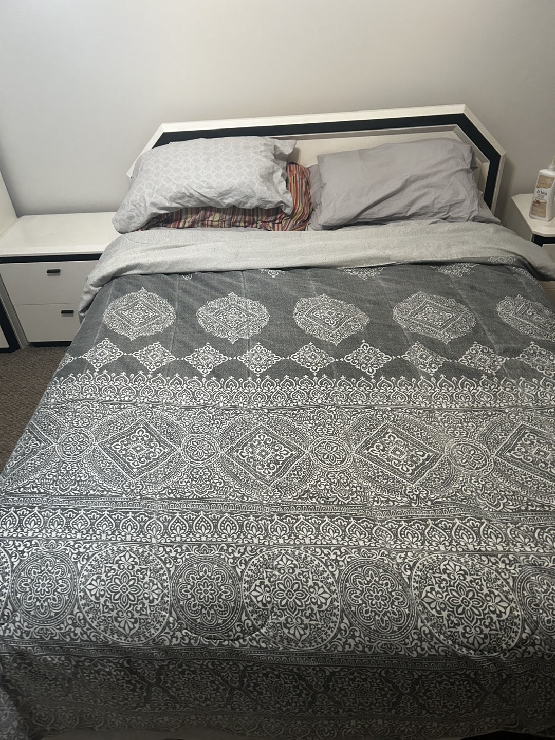 Queen bed frame and mattress