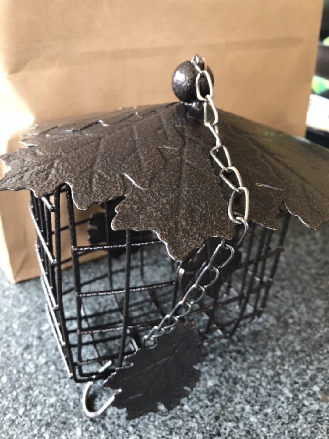 Metal bird feeder