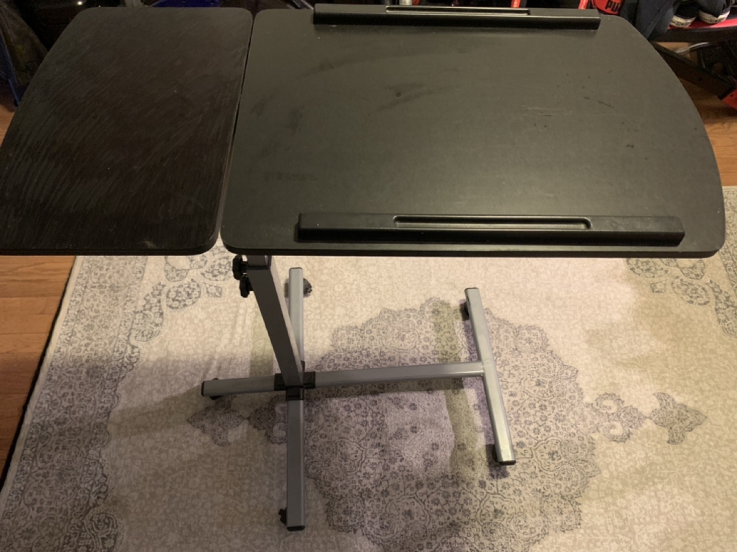 Adjustable over bed table on wheels thumbnail