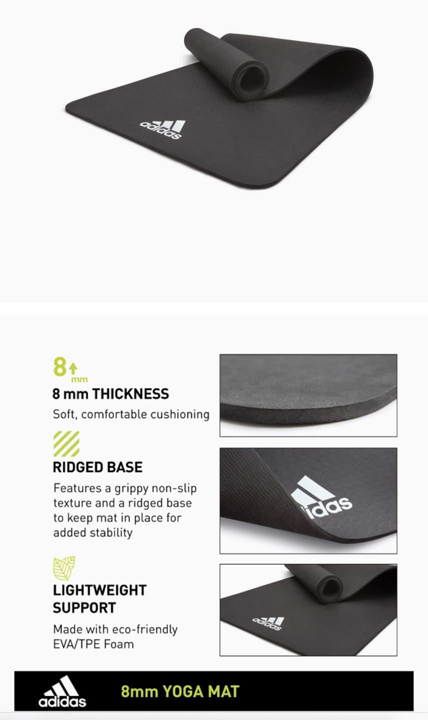 adidas Yoga Mat Thick 8mm EVA Foam Non Slip - photo 2