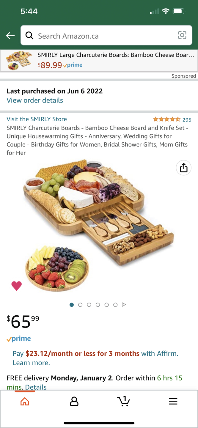 SMIRLY Charcuterie Boards - Bamboo Cheese Board and Knife Set thumbnail