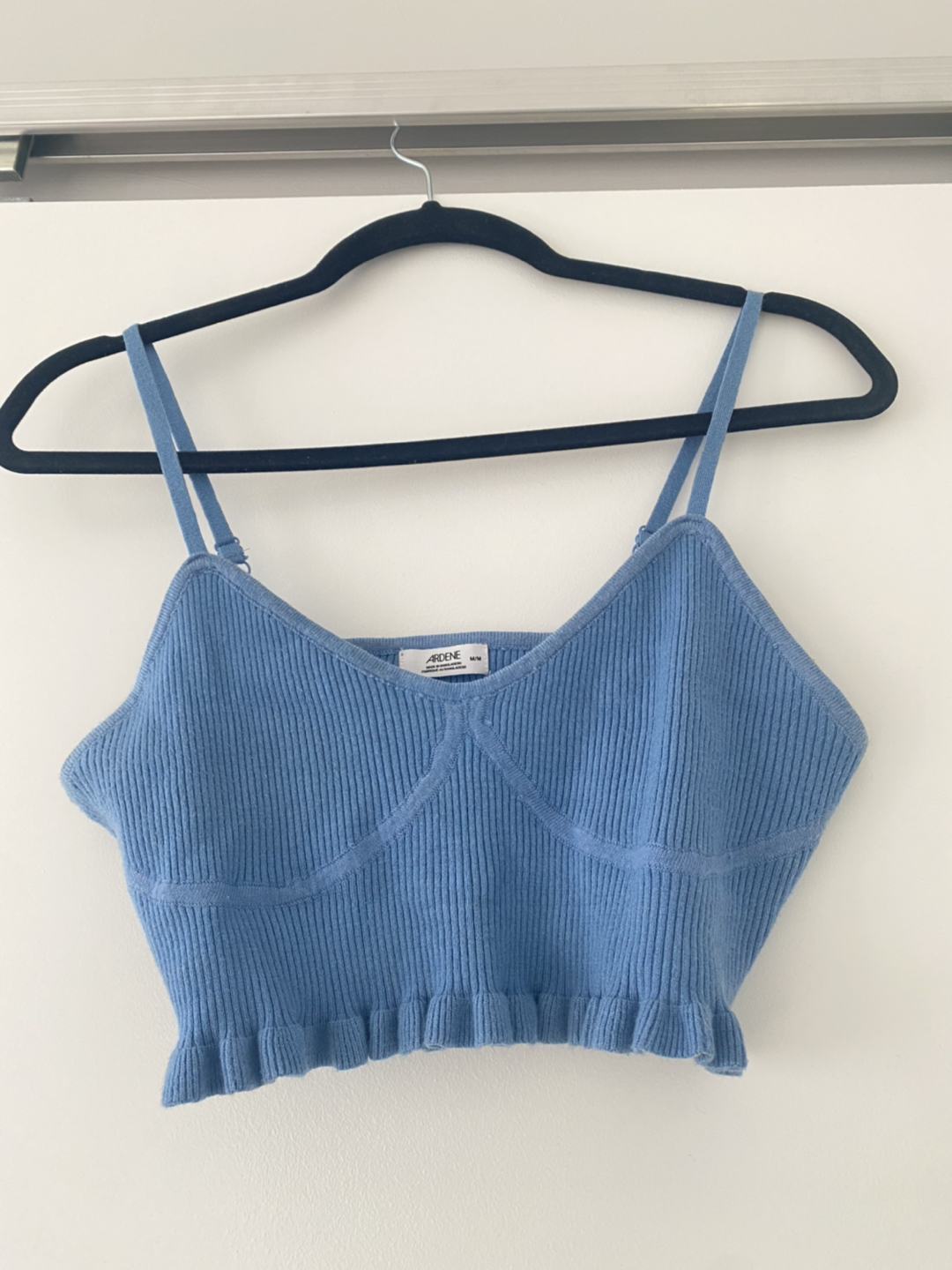 Ribbed Knit cropped top with ruffles thumbnail