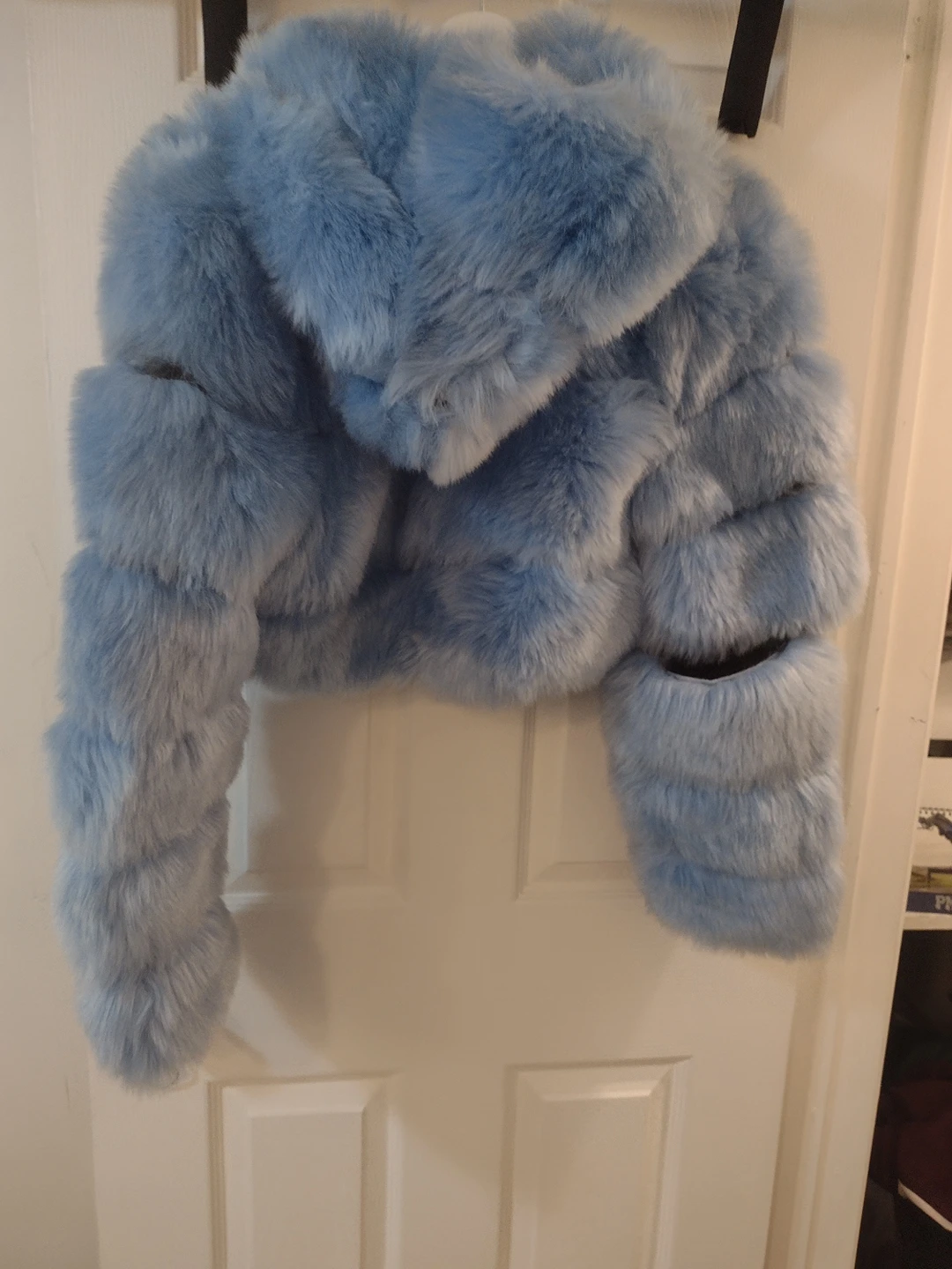 blue faux fur jacket - photo 2