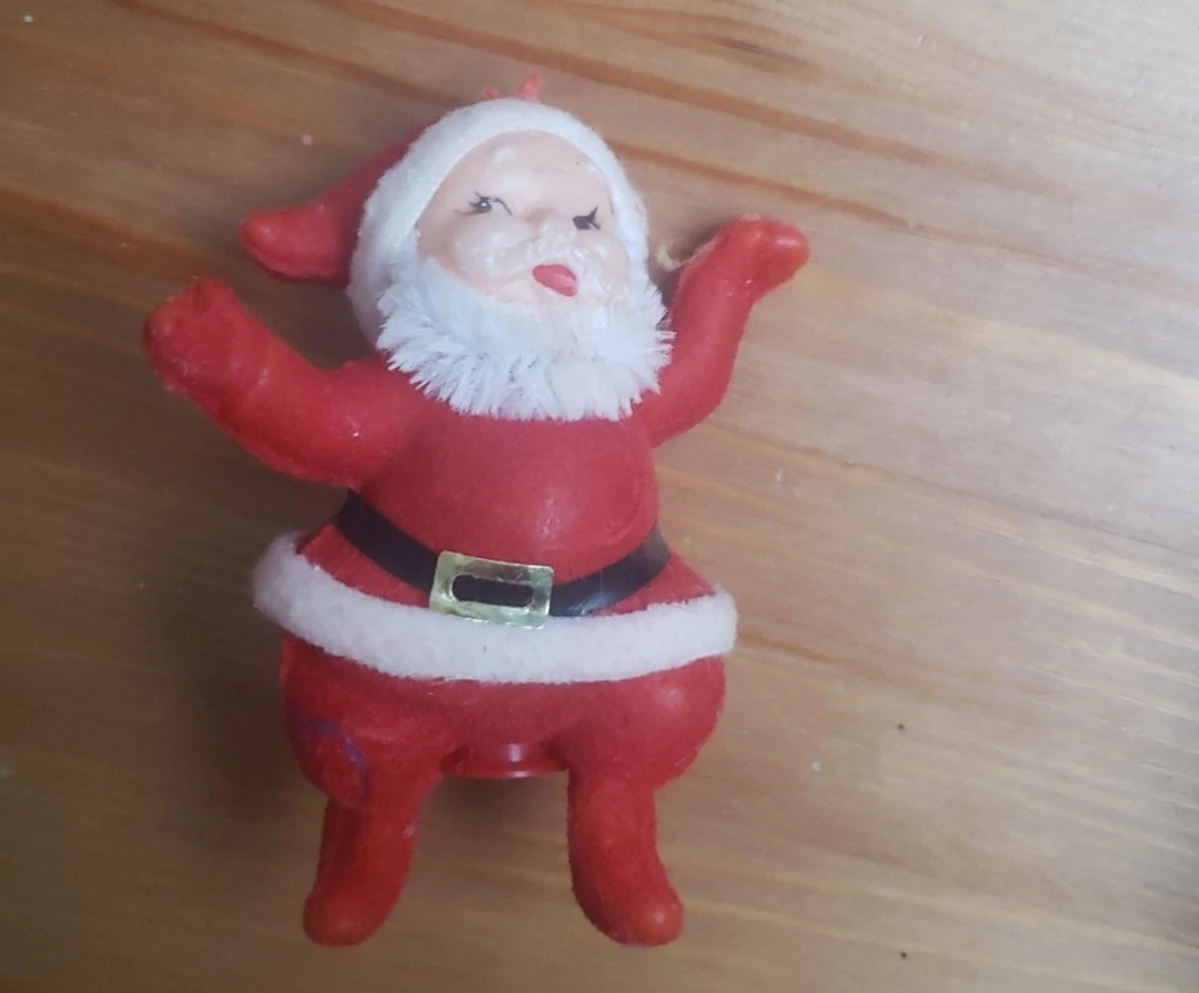 1960s Flocked Santa Ornament thumbnail