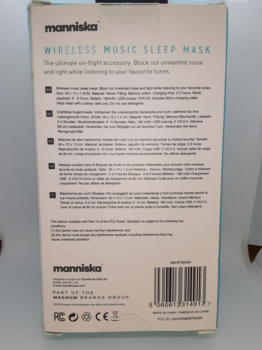 Manniska Relax Comfy Wireless Music Sleep Mask - Grey - photo 2