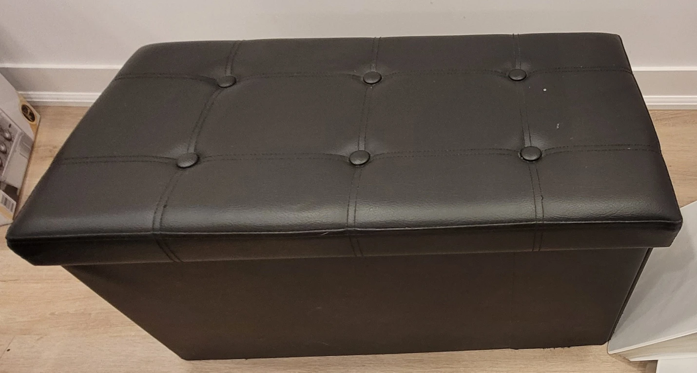 Large faux leather ottoman/storage thumbnail