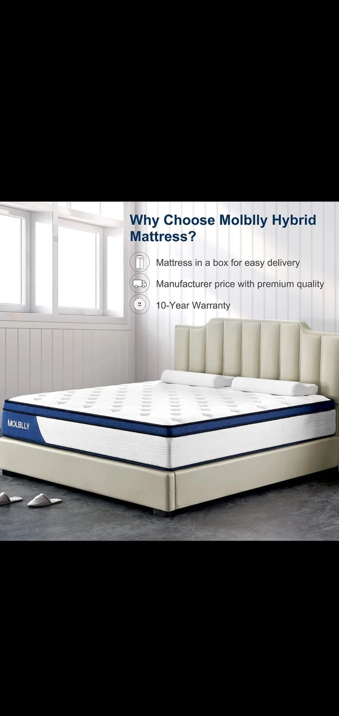 *NEW- Molblly Queen Mattress 12 Inch Queen Size* thumbnail