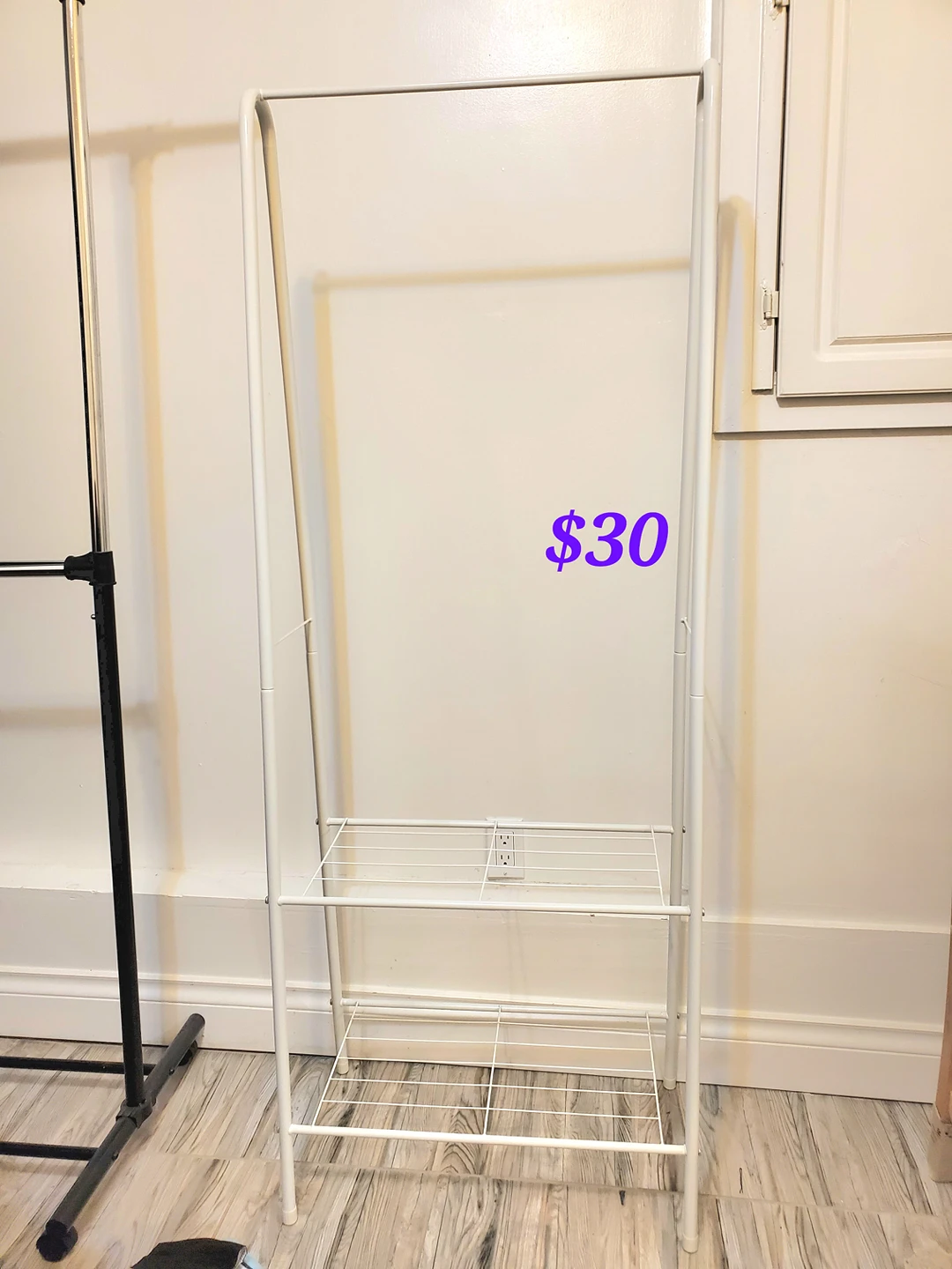 Metal clothing rack with 2-tier shelf - photo 3